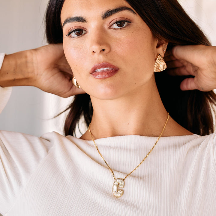 Elle Bubble Initial Pendant Necklace