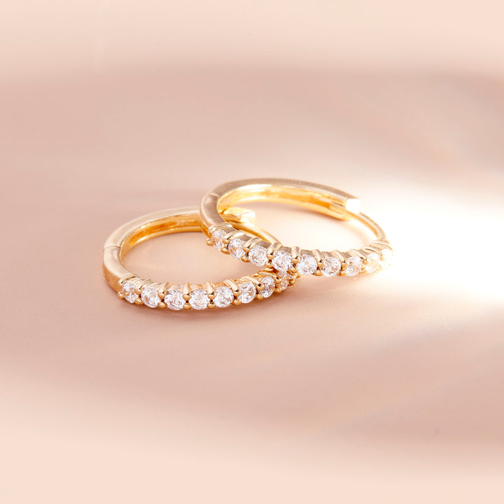 Seline 14K Gold Diamond Huggies