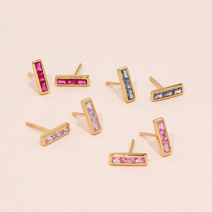 Jewel Vermeil Birthstone Bar Earrings