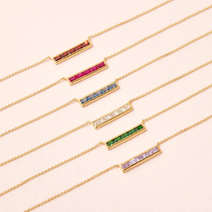 Jewel Vermeil Birthstone Bar Necklace