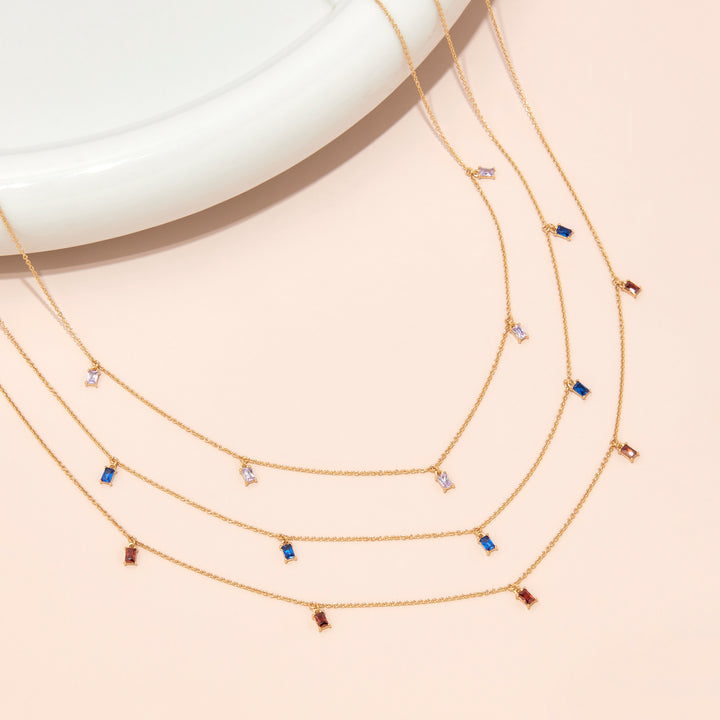 Jules Baguette Floating Birthstone Necklace
