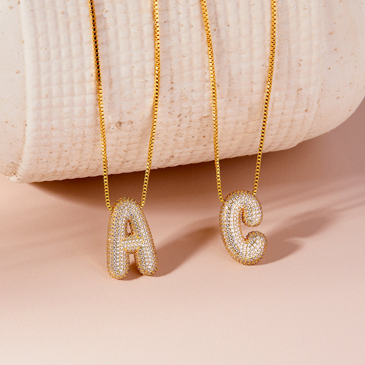Elle Bubble Initial Pendant Necklace