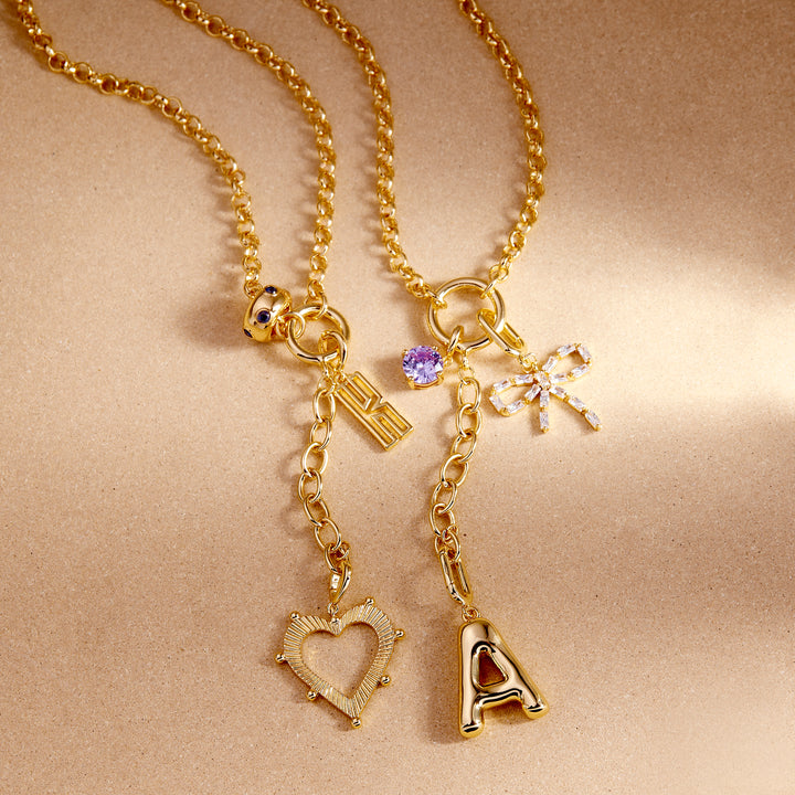 Leni Birthstone Initial Charm Necklace