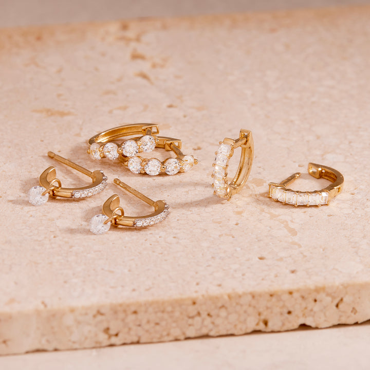 Leila 14K Gold Diamond Huggies