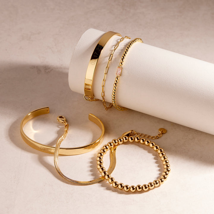 Date Cuff Bracelet Stack Set