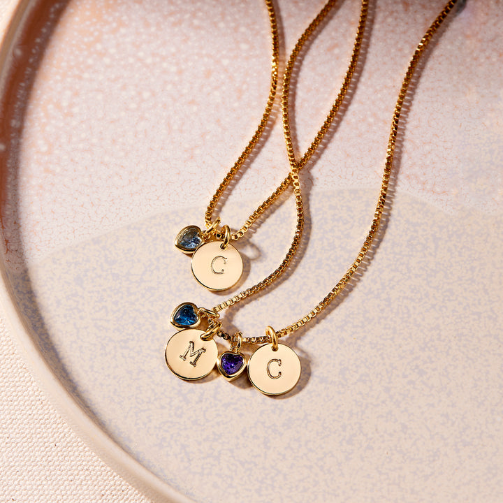 Mackenzie Heart Birthstone Initial Necklace