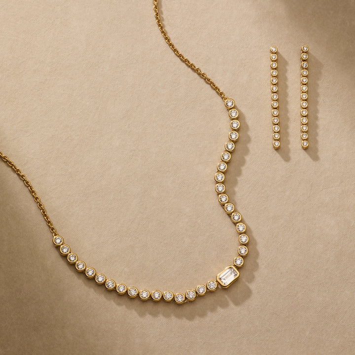 Lumi Vermeil Emerald Diamond Tennis Necklace