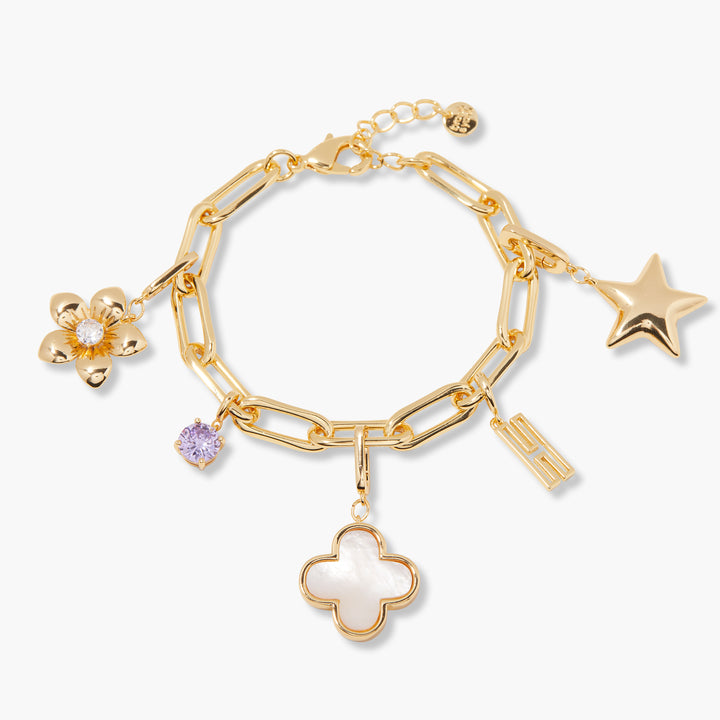 Cami Birthstone Initial Charm Bracelet