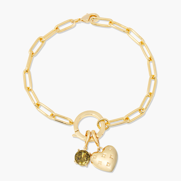 Lillian Birthstone Heart Charm Bracelet