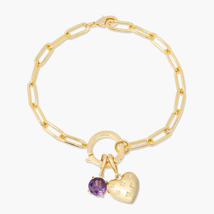 Lillian Birthstone Heart Charm Bracelet