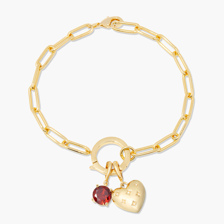 Lillian Birthstone Heart Charm Bracelet