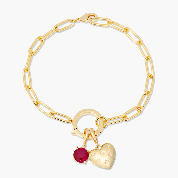 Lillian Birthstone Heart Charm Bracelet