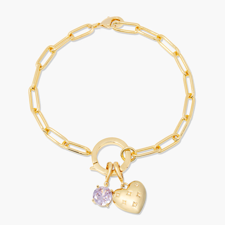 Lillian Birthstone Heart Charm Bracelet