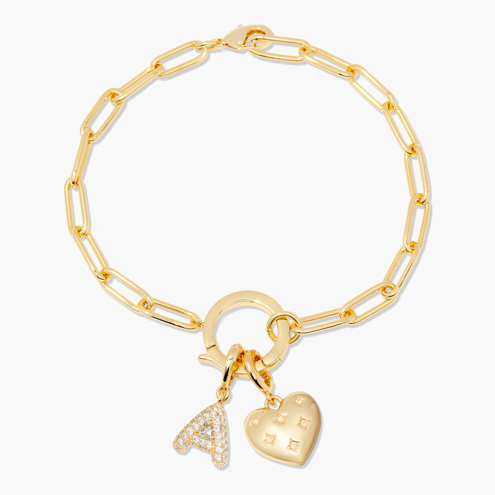 Lillian Initial Heart Charm Bracelet