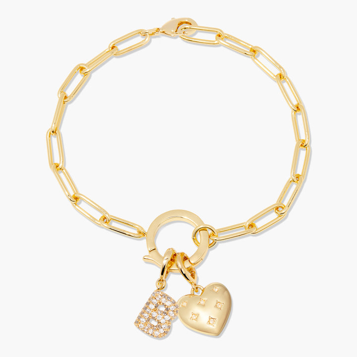 Lillian Initial Heart Charm Bracelet