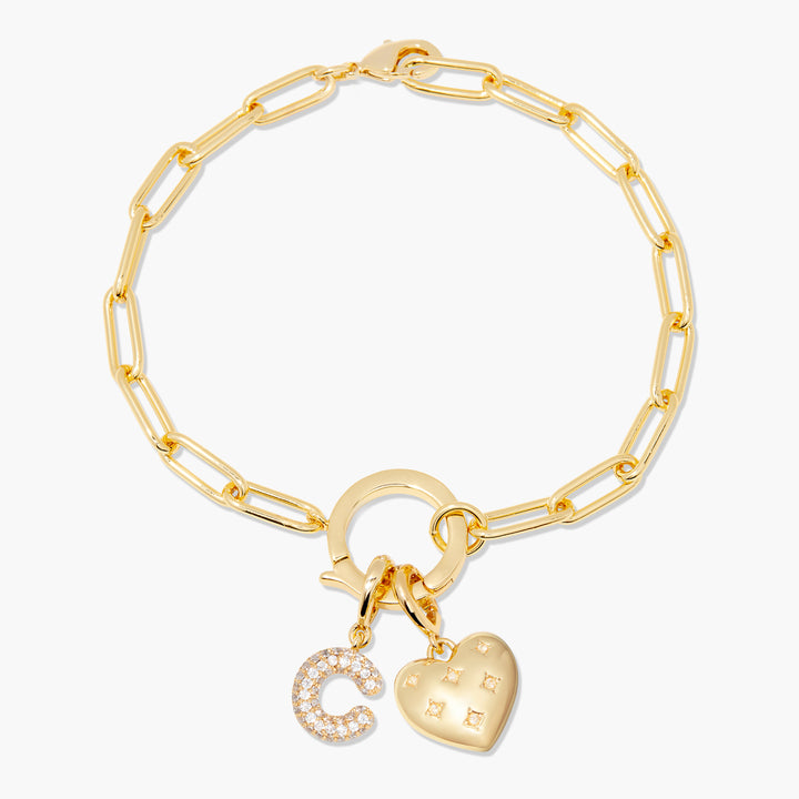 Lillian Initial Heart Charm Bracelet