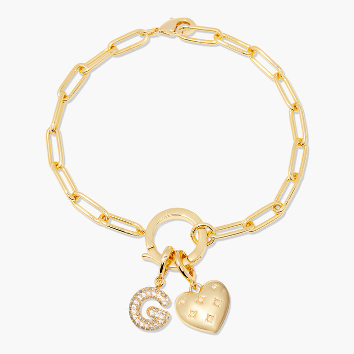 Lillian Initial Heart Charm Bracelet