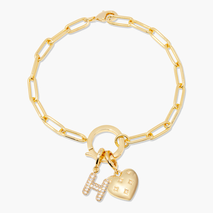 Lillian Initial Heart Charm Bracelet