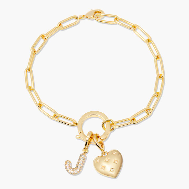 Lillian Initial Heart Charm Bracelet