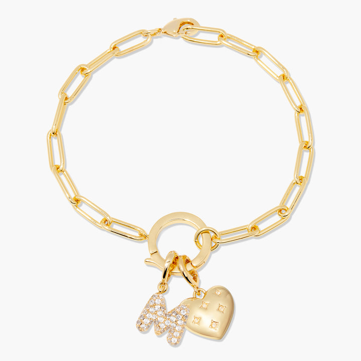 Lillian Initial Heart Charm Bracelet