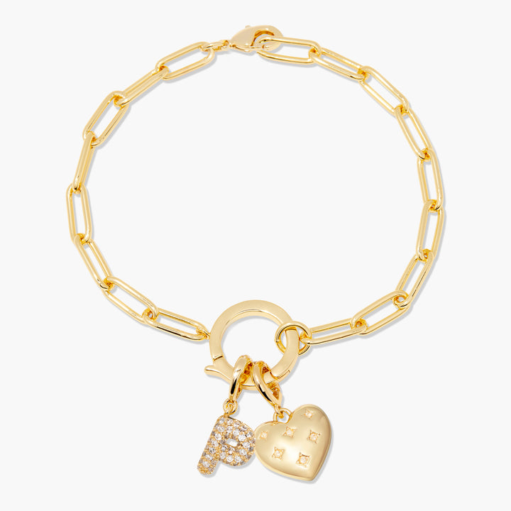 Lillian Initial Heart Charm Bracelet