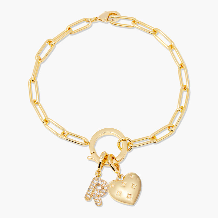 Lillian Initial Heart Charm Bracelet