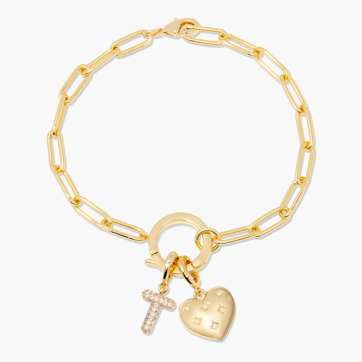 Lillian Initial Heart Charm Bracelet