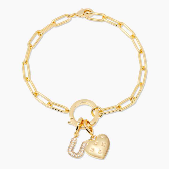 Lillian Initial Heart Charm Bracelet