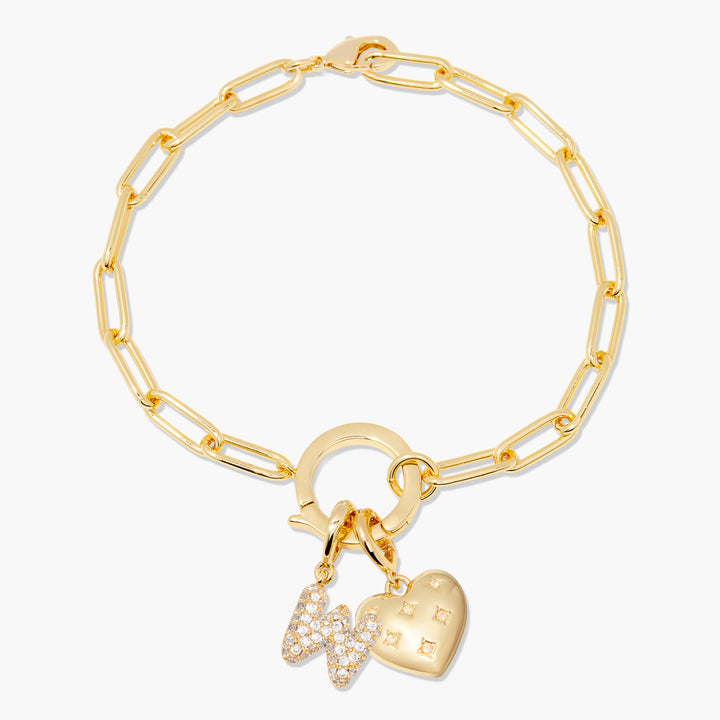 Lillian Initial Heart Charm Bracelet