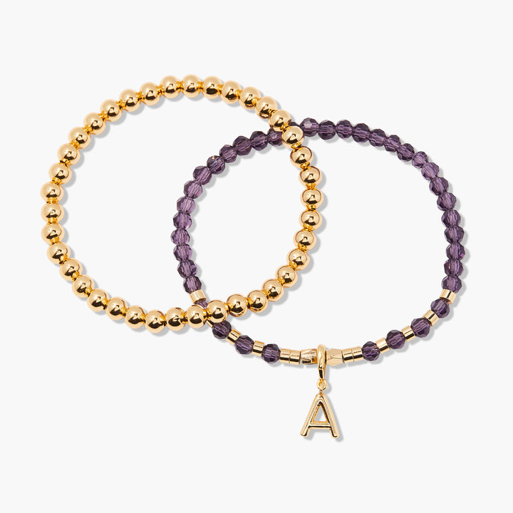 Makenna Initial Birthstone Bracelet Set