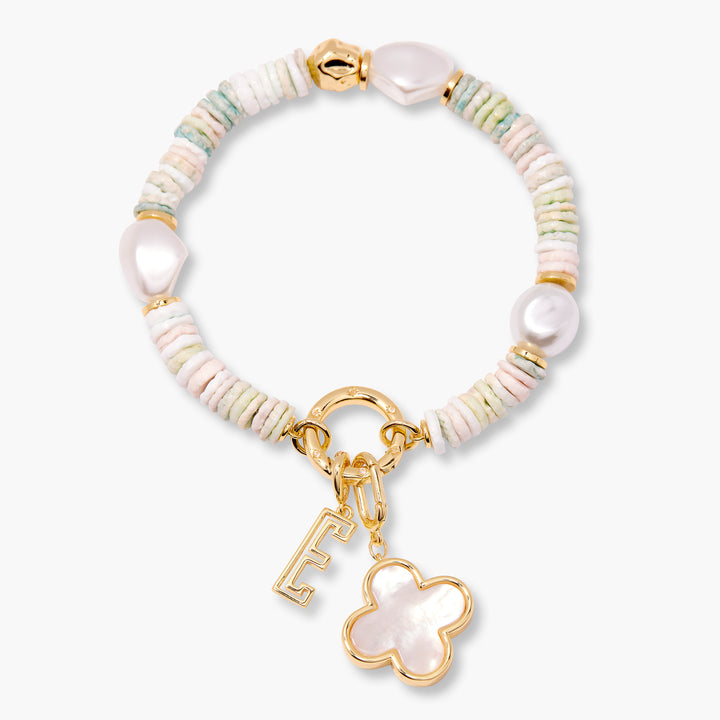 Salina Initial Mint Shell Charm Bracelet