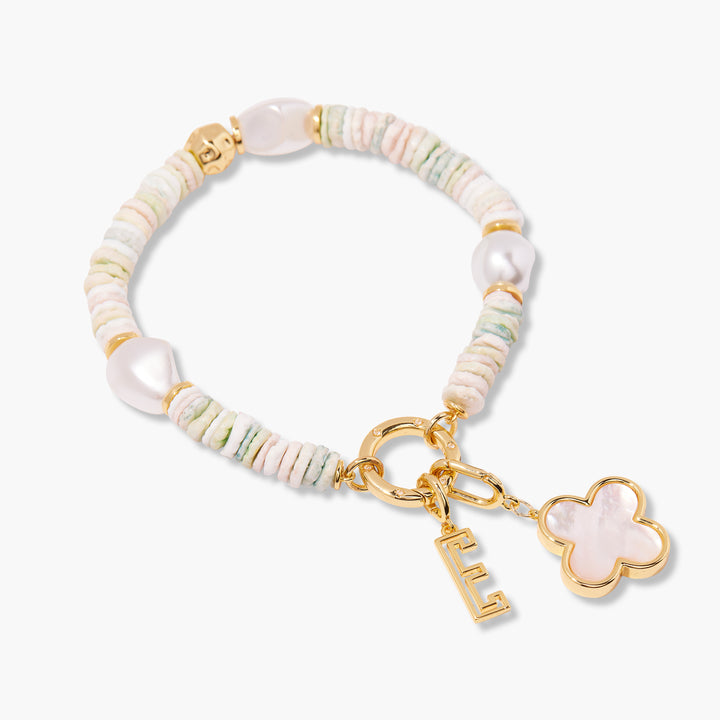 Salina Initial Mint Shell Charm Bracelet