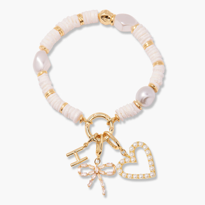 Salina Initial White Shell Charm Bracelet