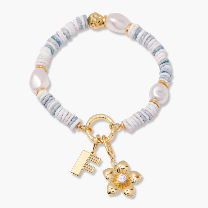 Salina Initial Turquoise Shell Charm Bracelet