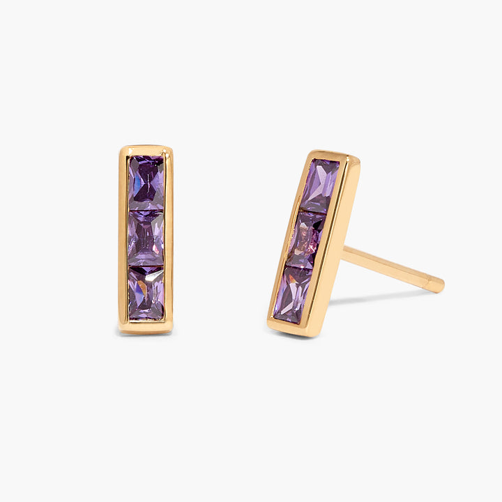 Jewel Vermeil Birthstone Bar Earrings