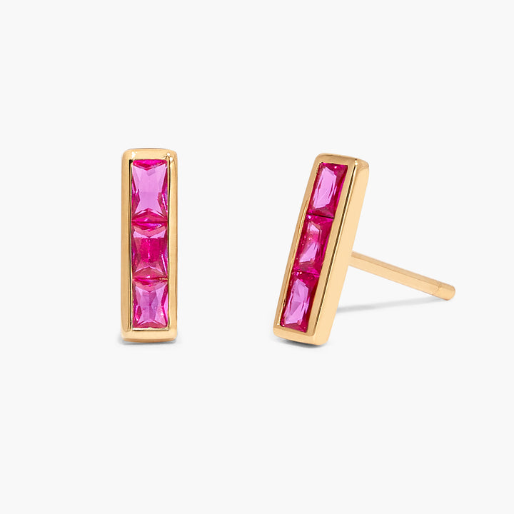 Jewel Vermeil Birthstone Bar Earrings