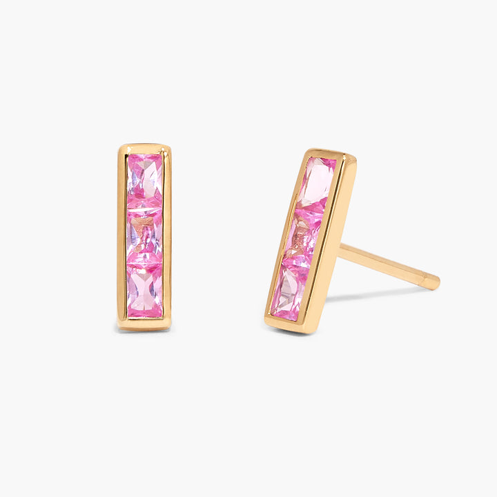 Jewel Vermeil Birthstone Bar Earrings