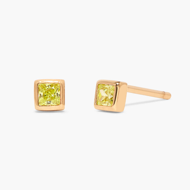 Sage Square Vermeil Birthstone Earrings