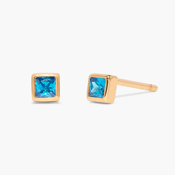 Sage Square Vermeil Birthstone Earrings