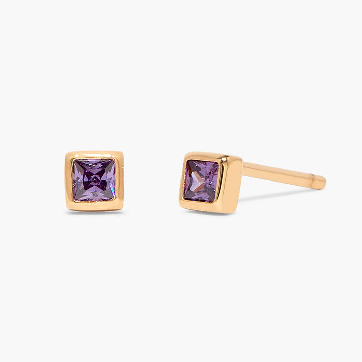 Sage Square Vermeil Birthstone Earrings