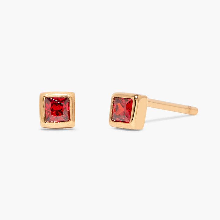 Sage Square Vermeil Birthstone Earrings