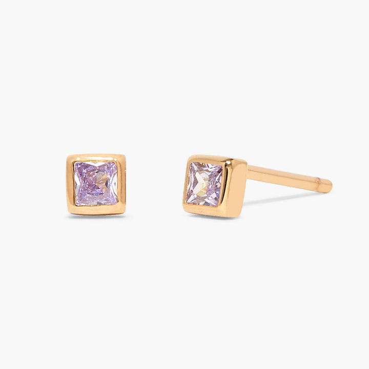 Sage Square Vermeil Birthstone Earrings