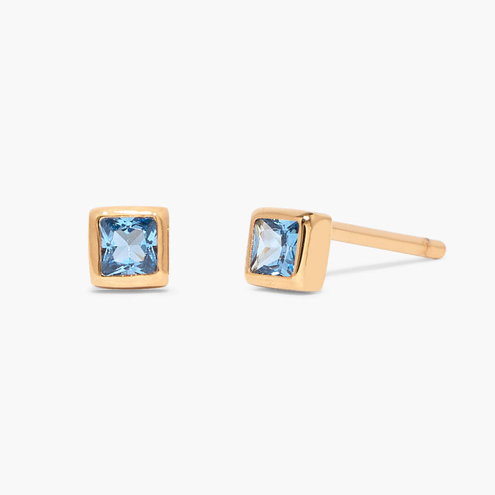 Sage Square Vermeil Birthstone Earrings