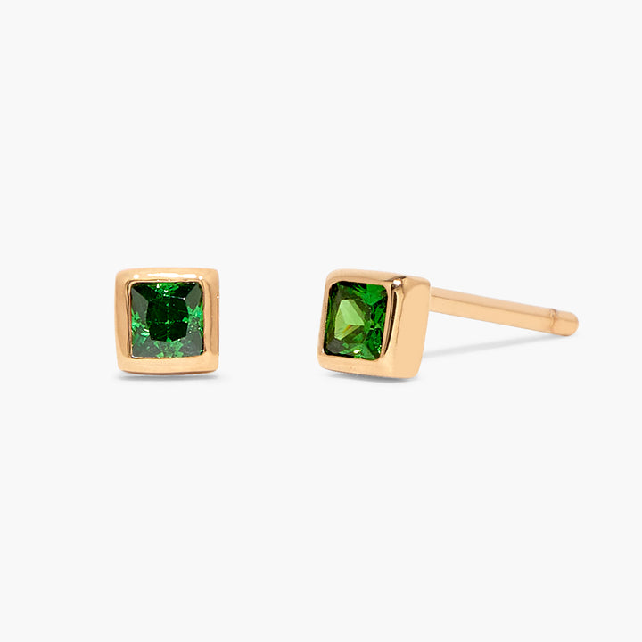 Sage Square Vermeil Birthstone Earrings