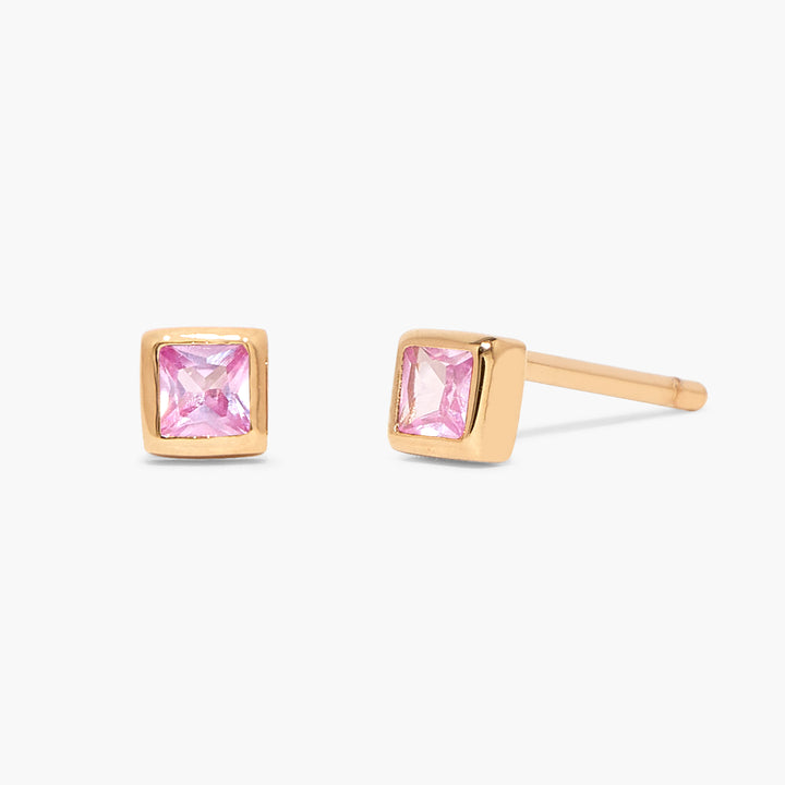 Sage Square Vermeil Birthstone Earrings