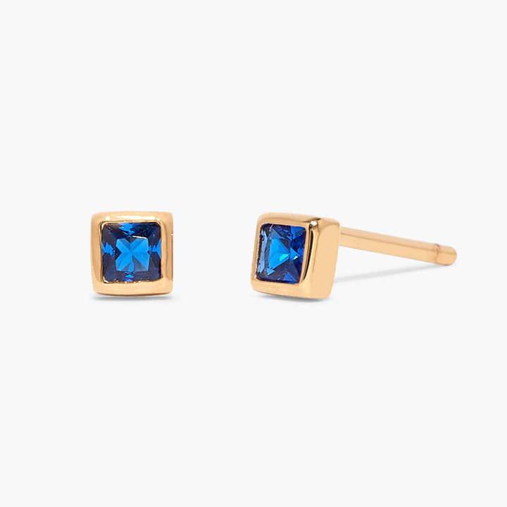 Sage Square Vermeil Birthstone Earrings