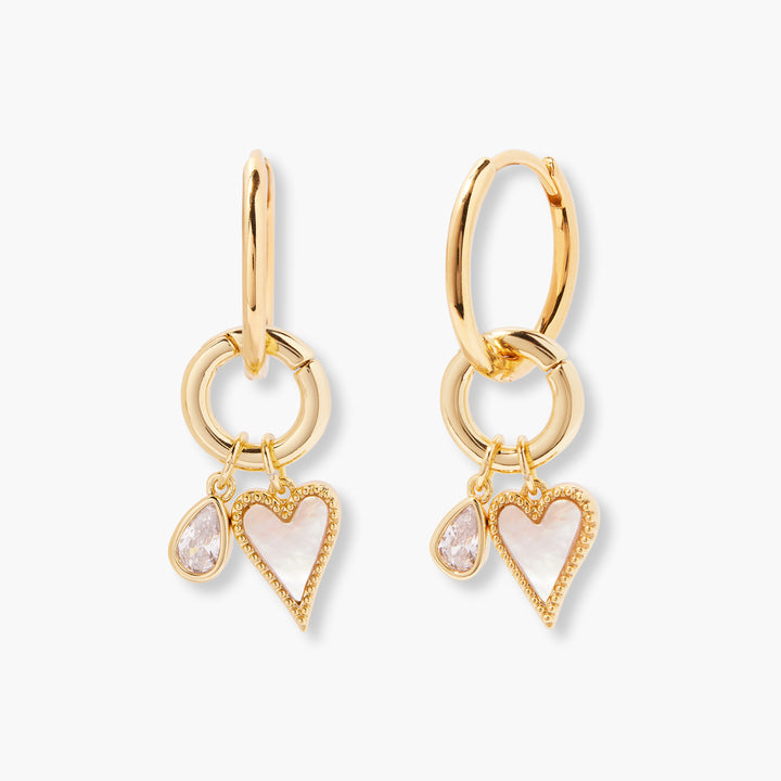 Maddie Heart Pearl Charm Hoops