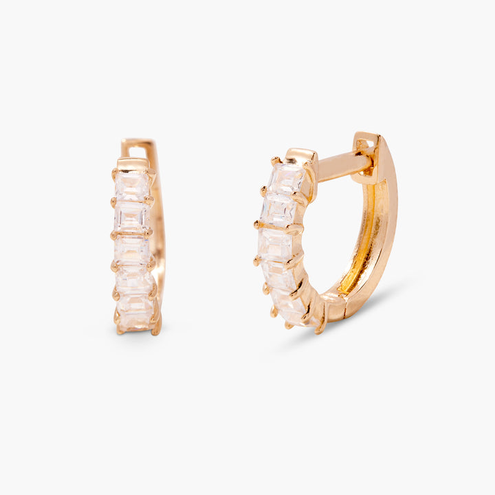Leila 14K Gold Diamond Huggies