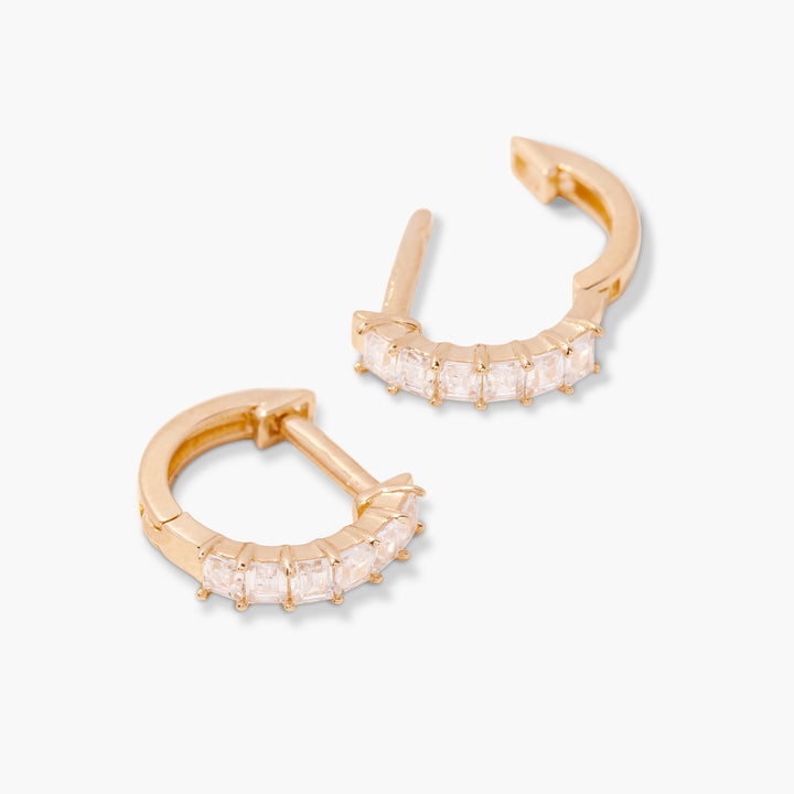 Leila 14K Gold Diamond Huggies