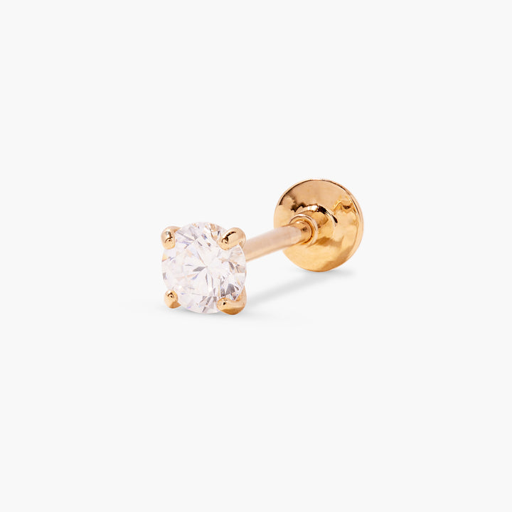 Ryleigh 14K Gold Diamond Single Flat Back Earring